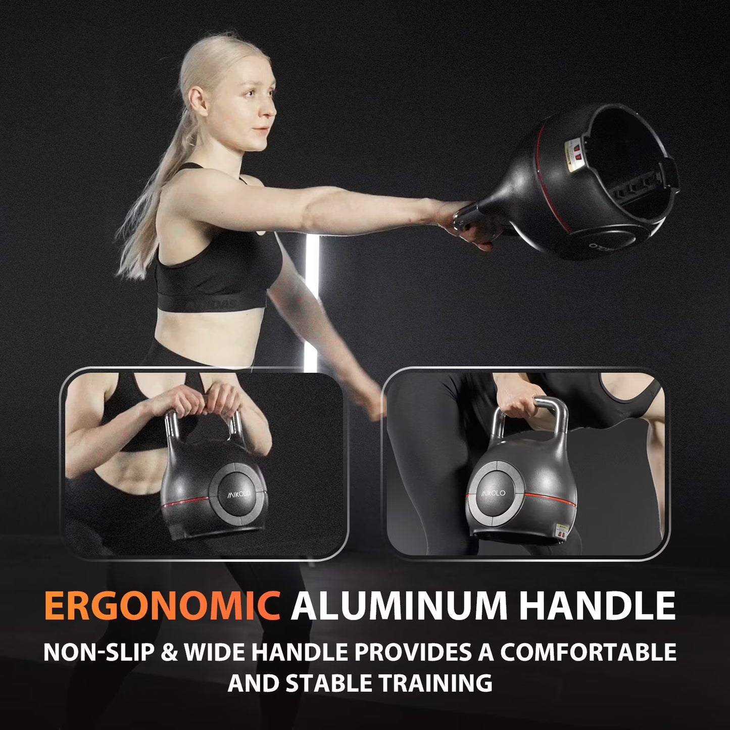 Adjustable Kettlebell Weight Set-Quickly Adjusts 7 Weights,Ergonomic Kettlebell Sets for Home Gym 5-44 LBS