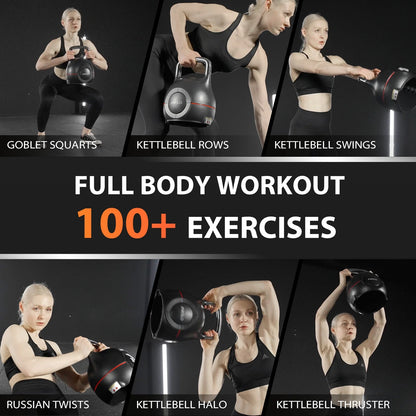 Adjustable Kettlebell Weight Set-Quickly Adjusts 7 Weights,Ergonomic Kettlebell Sets for Home Gym 5-44 LBS