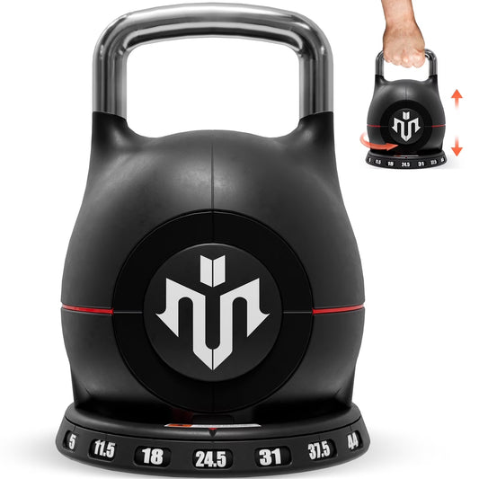 Adjustable Kettlebell Weight Set-Quickly Adjusts 7 Weights,Ergonomic Kettlebell Sets for Home Gym 5-44 LBS