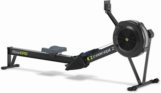 Rowerg Model D Indoor Rowing Machine - PM5 Monitor, Device Holder, Adjustable Air Resistance, Easy Storage with Black Sweat Towel