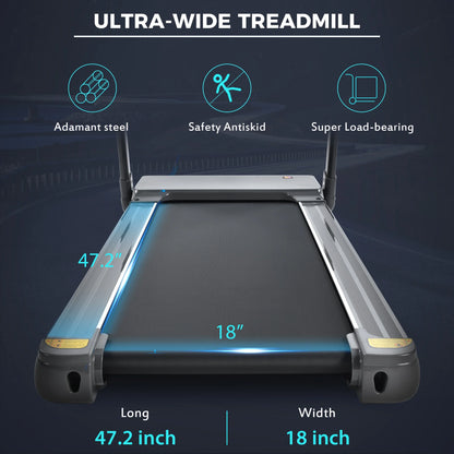 Folding Electric 3.5HP Treadmill Medium Running Machine Motorised Gym 330Lbs Treadmill Foldable for Home Gym Fitness Workout Jogging Walking,Electric Motorized Power 14KM/H