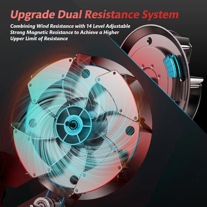 Dual Wind&Magnetic Rowing Machine 450Lbs Weight Capacity Foldable Exercise Rower Full Motion Air Rower Machine with Built-In Bluetooth App for Home Cardio Workout